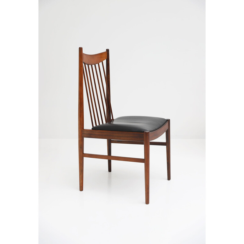 Suite de 6 chaises vintage en palissandre et cuir par Arne Vodder pour Sibast, Danemark,1964