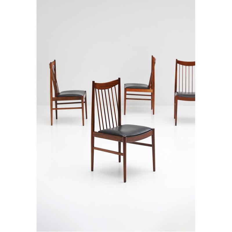 Suite de 6 chaises vintage en palissandre et cuir par Arne Vodder pour Sibast, Danemark,1964