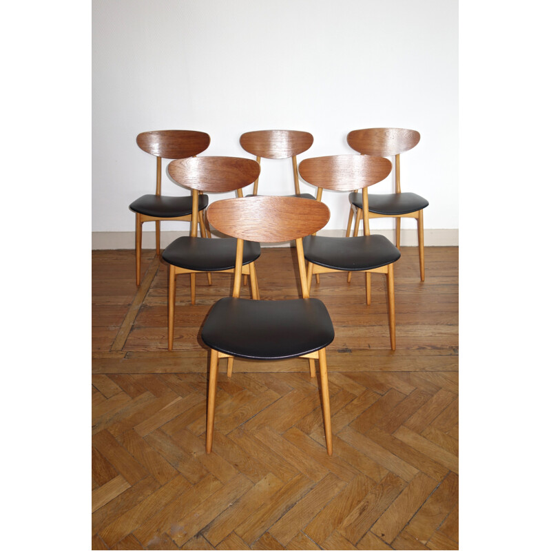 Set of 6 Stella vintage chairs in teak, model Ingrid, 1960