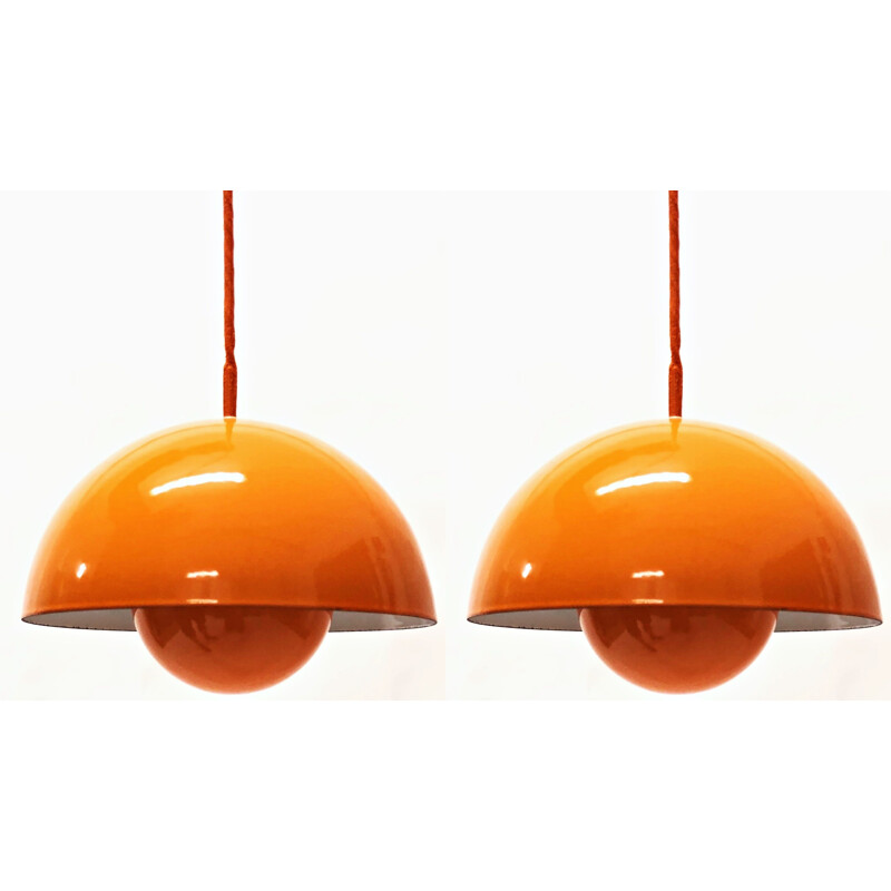 Set of 2 Flowerpot Vintage Pendant Lights from Verner Panton for Louis Poulsen, Danemark, 1960