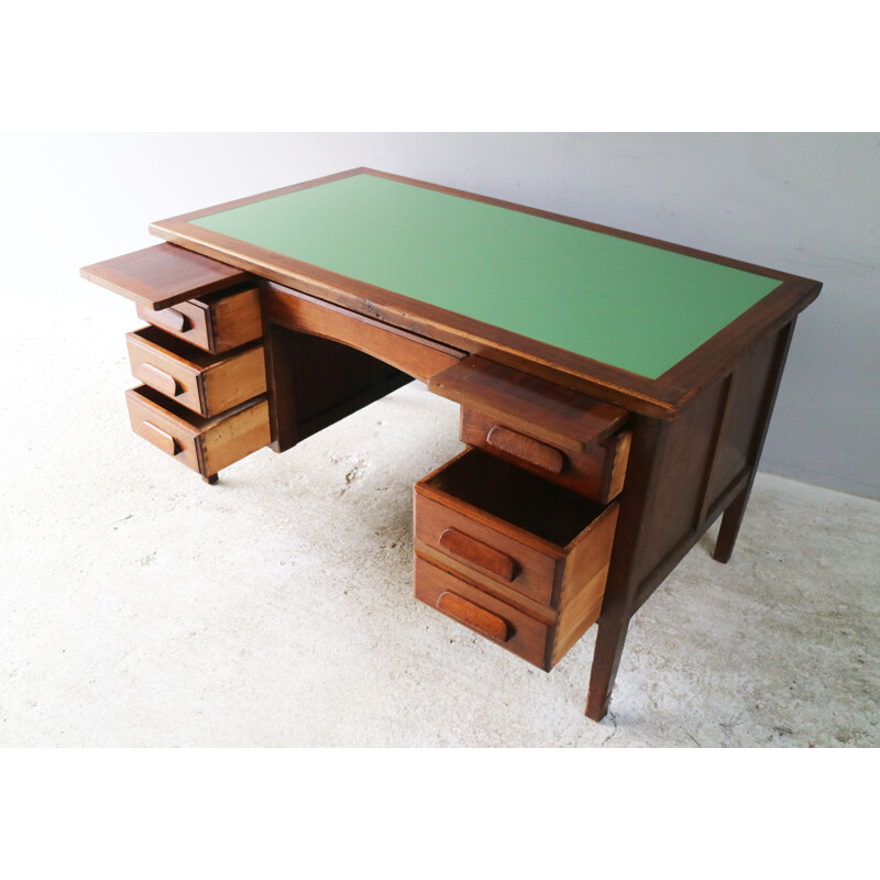 Bureau vintage anglais en bois de chêne des années 1950