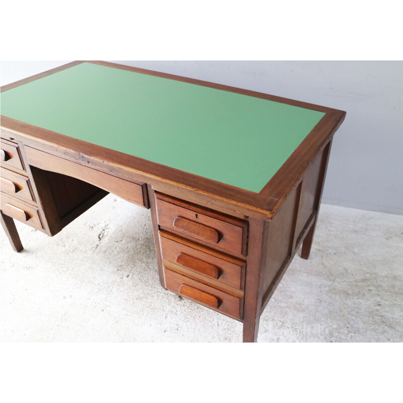 Bureau vintage anglais en bois de chêne des années 1950