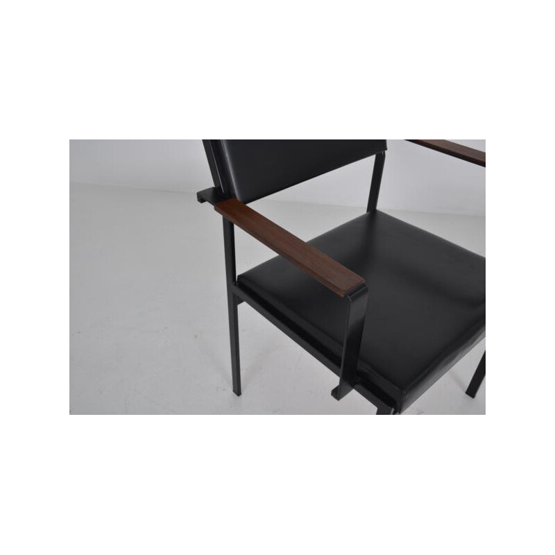 Pastoe desk and armchair in wood, metal and leatherette, Cees BRAAKMAN - 1960s