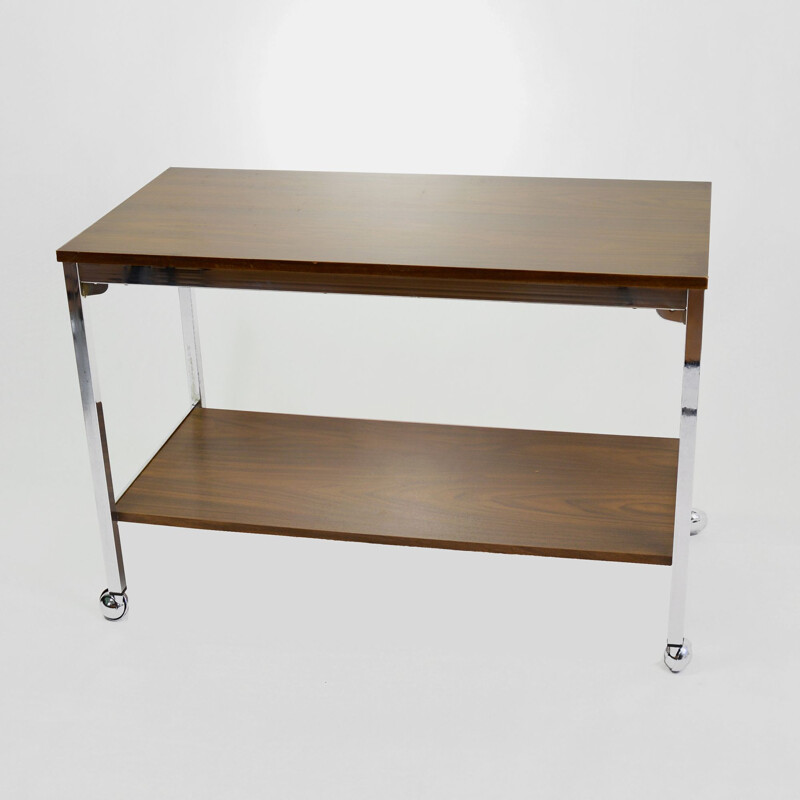 Vintage serving trolley in wood and steel 1960s