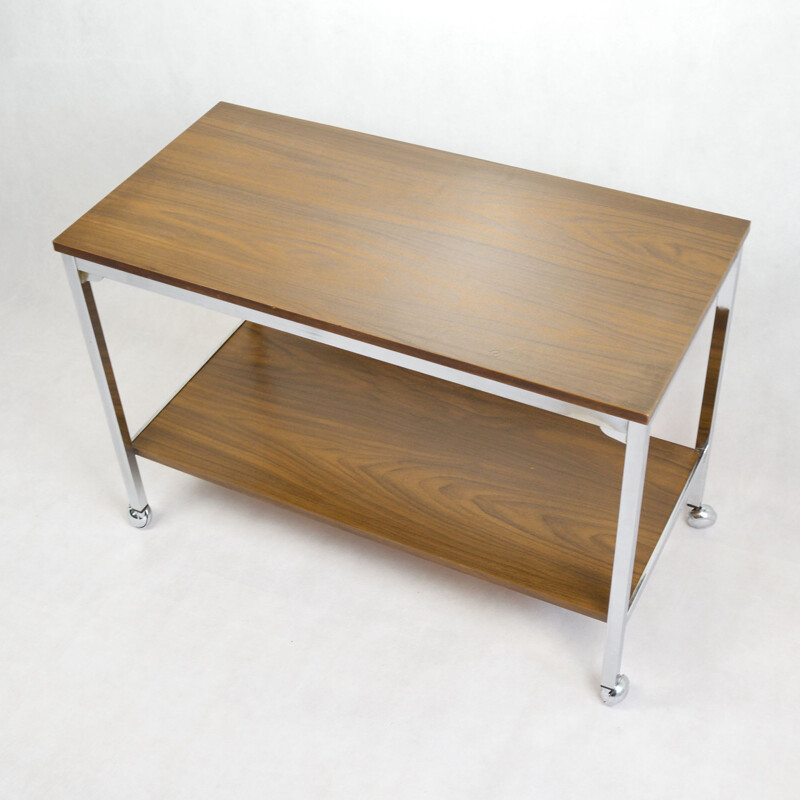 Vintage serving trolley in wood and steel 1960s