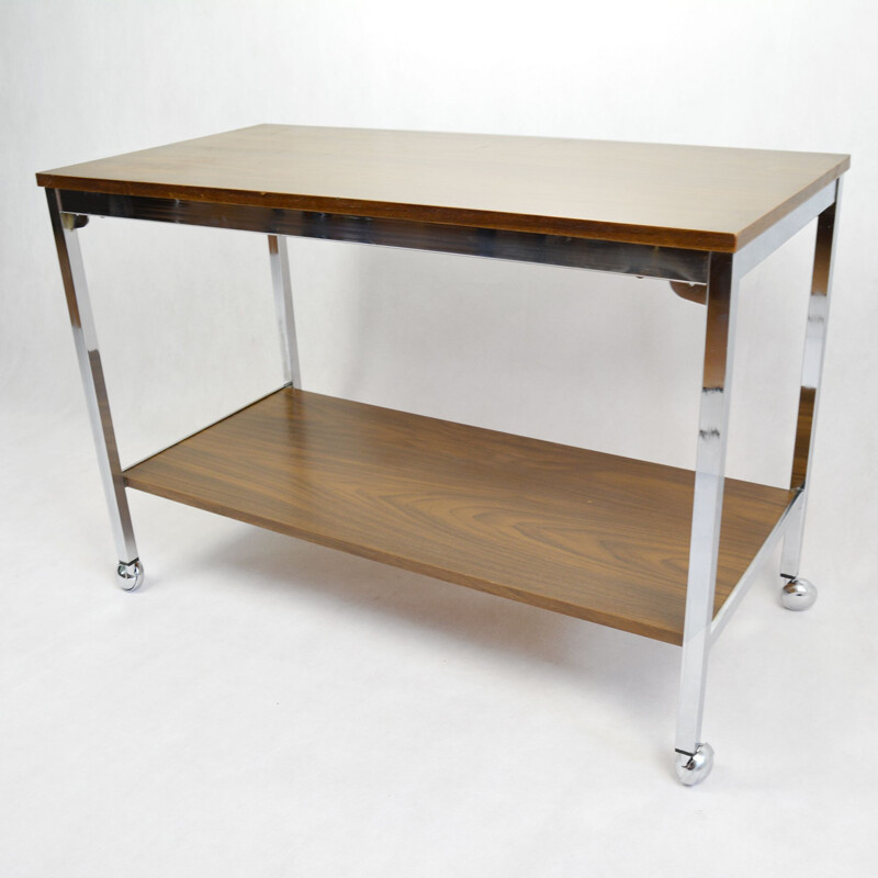 Vintage serving trolley in wood and steel 1960s