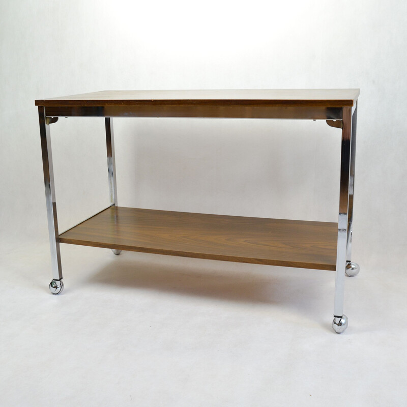 Vintage serving trolley in wood and steel 1960s