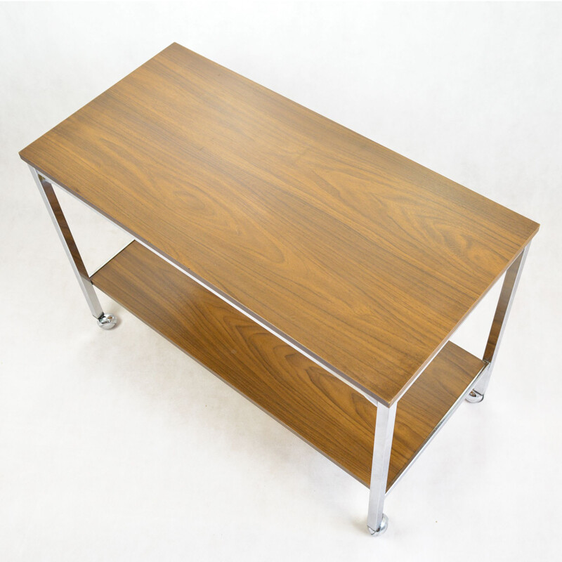 Vintage serving trolley in wood and steel 1960s