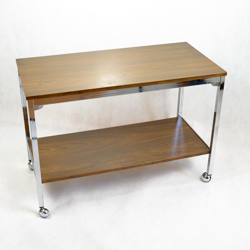 Vintage serving trolley in wood and steel 1960s