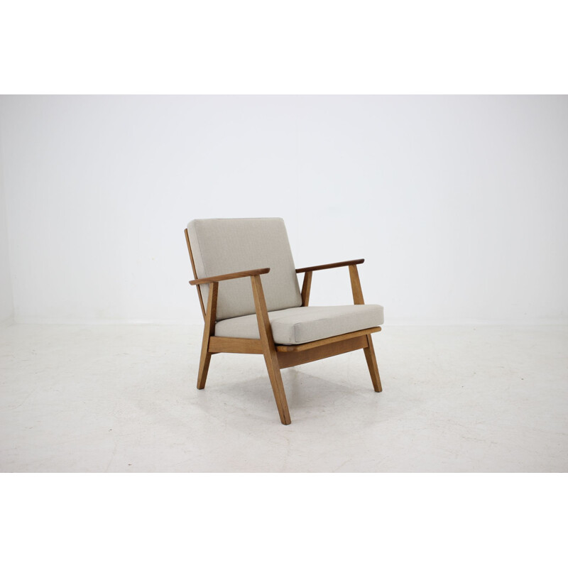 Vintage danish armchair in oak teak and fabric 1960