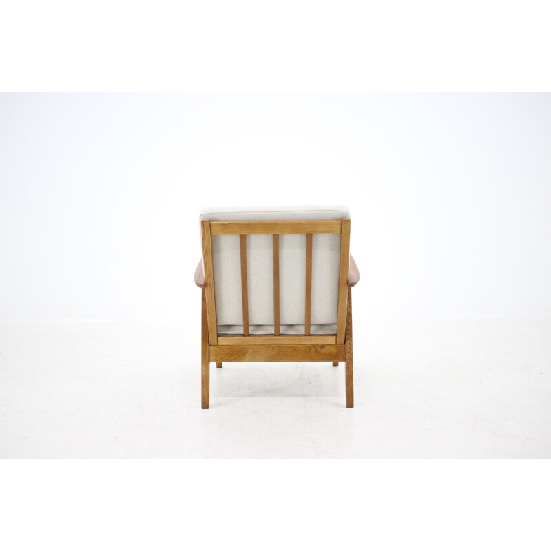 Vintage danish armchair in oak teak and fabric 1960