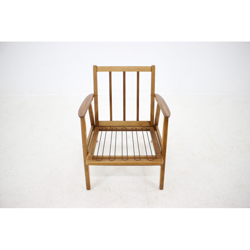 Vintage danish armchair in oak teak and fabric 1960