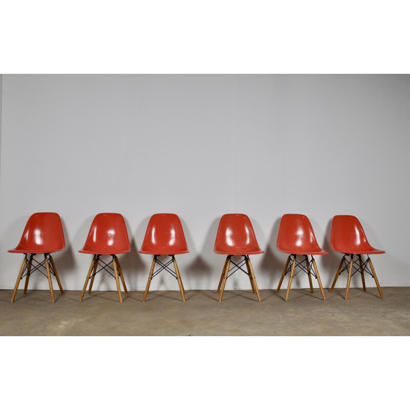 Suite de 6 chaises vintage DSW par Charles & Ray Eames pour Herman Miller 1970s