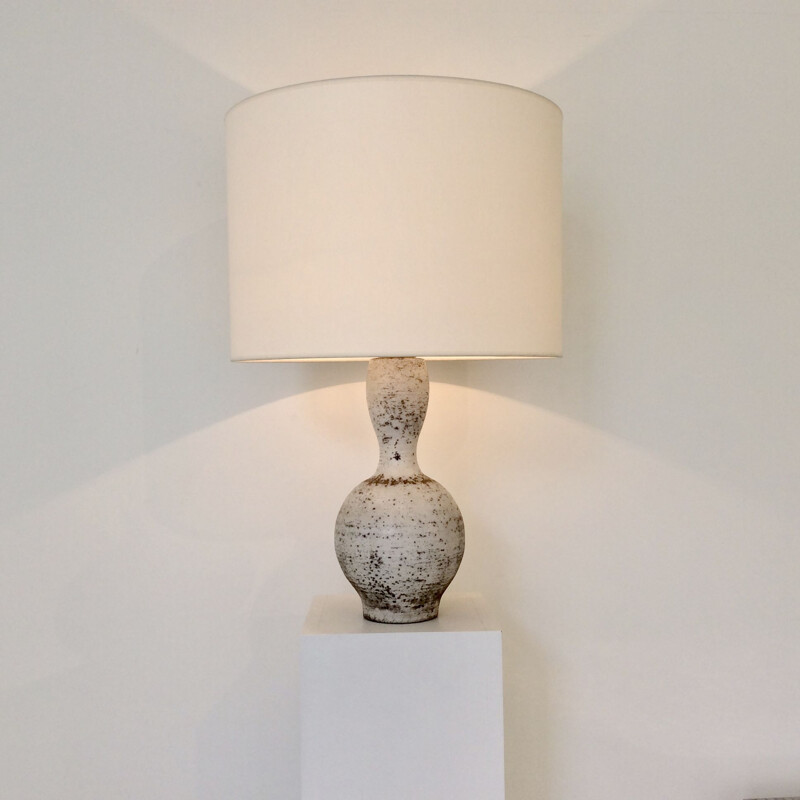 Lampe vintage céramique blanche vers 1960, France