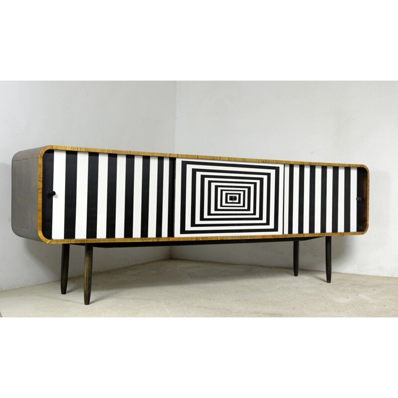 Vintage sideboard with pattern in walnut, Scandinavia 1960s