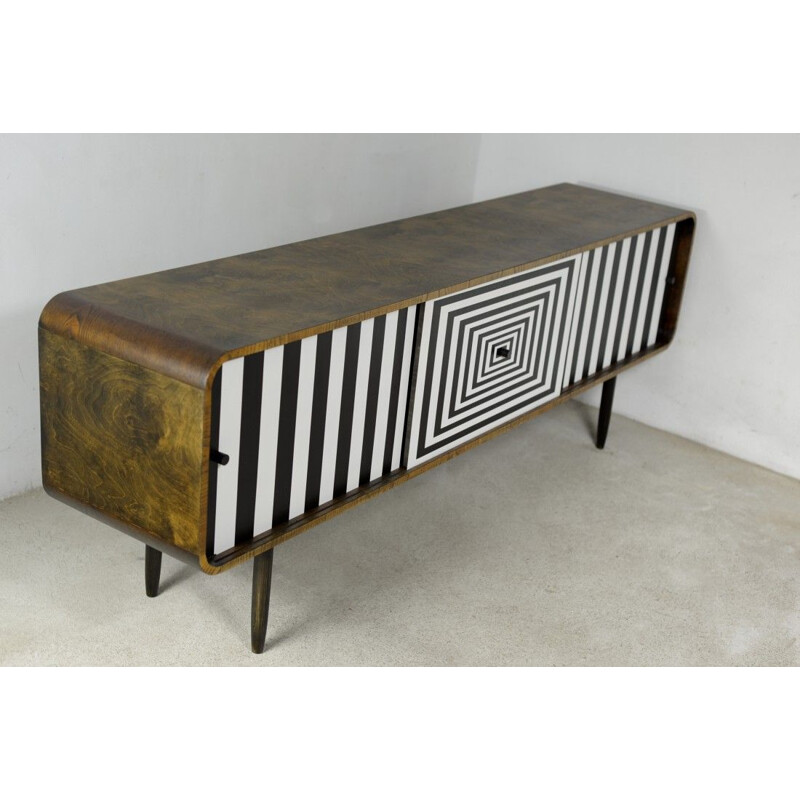 Vintage sideboard with pattern in walnut, Scandinavia 1960s