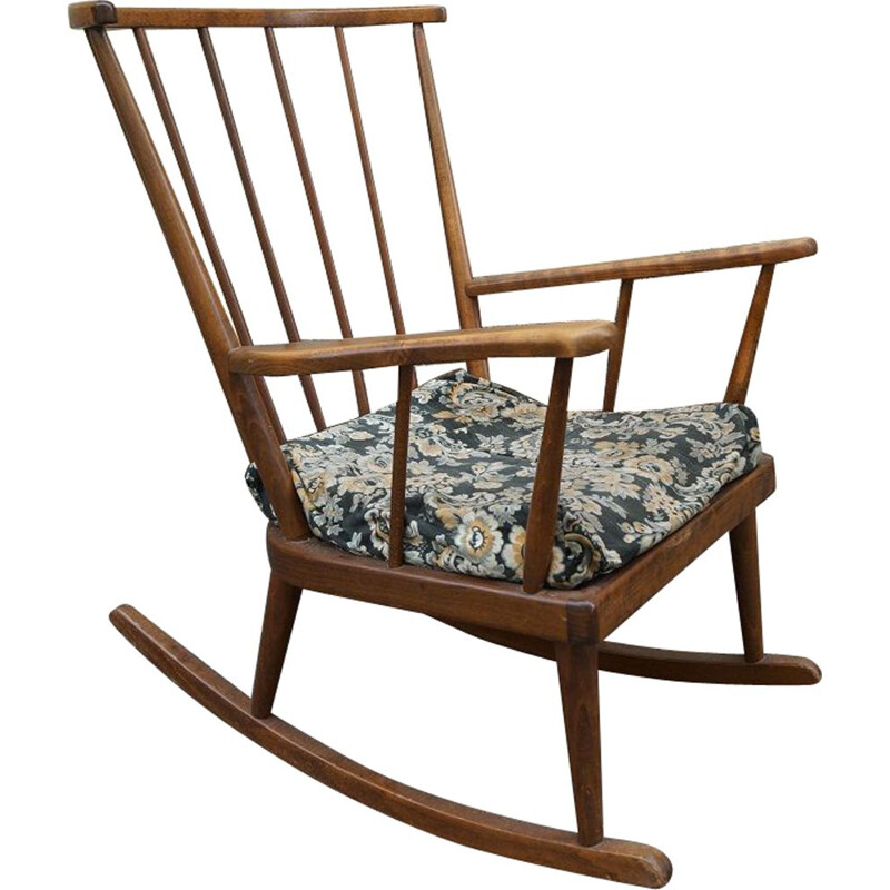 Vintage wooden Rocking chair by baumann 1960