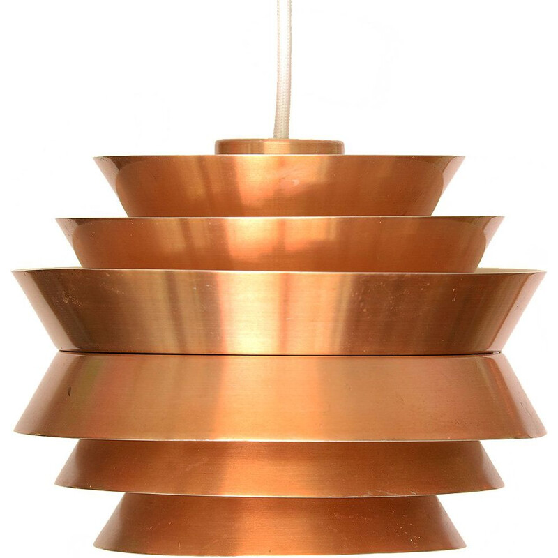 Vintage Pendant Light "Trava" in copper aluminium by Carl-Thore for Granhaga Metallindustri, Sweden 1960s.