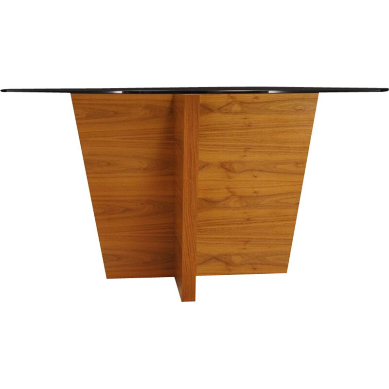 Vintage table in walnut and glass Denmark 1960-70s