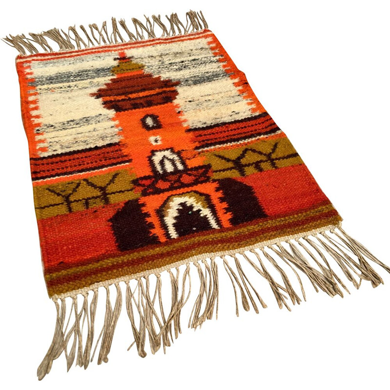 Small Scandinavian vintage Rolakan wool rug