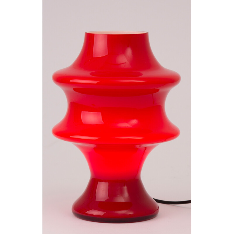Vintage rode tafellamp van Hustadt Duitsland 1960