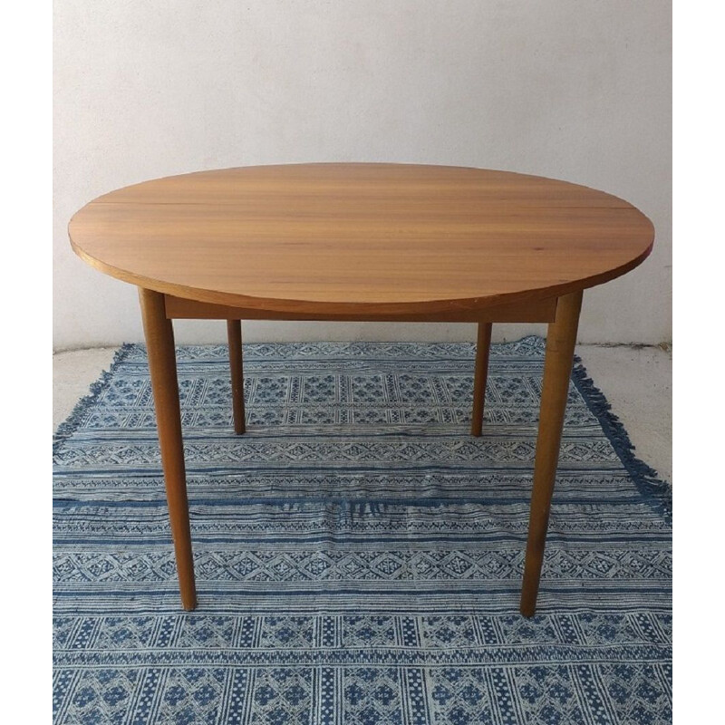 Table vintage scandinave ronde en bois de teck 1960