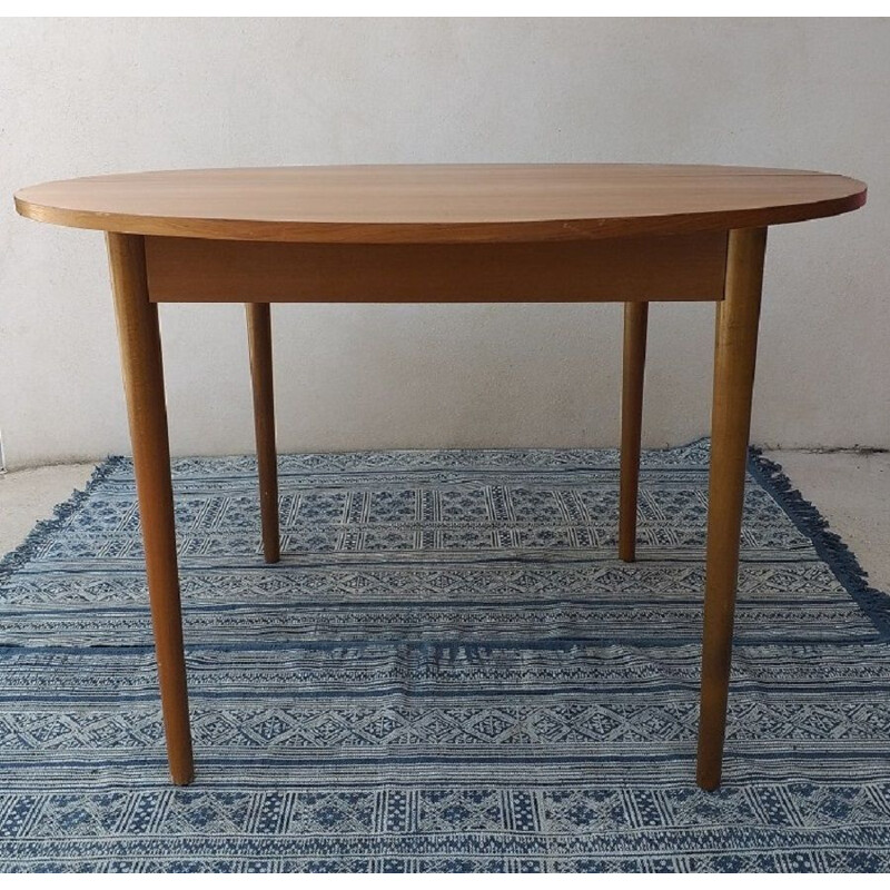 Table vintage scandinave ronde en bois de teck 1960