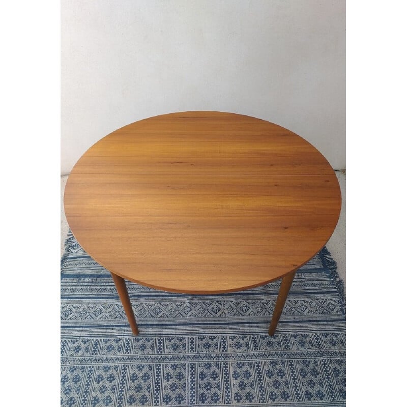 Table vintage scandinave ronde en bois de teck 1960