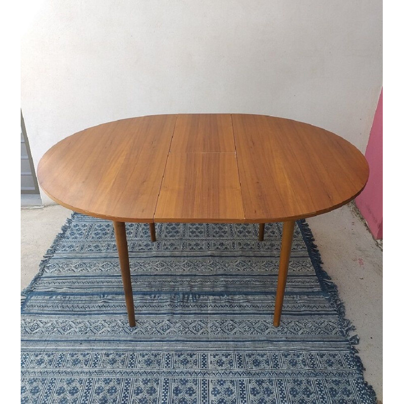 Table vintage scandinave ronde en bois de teck 1960