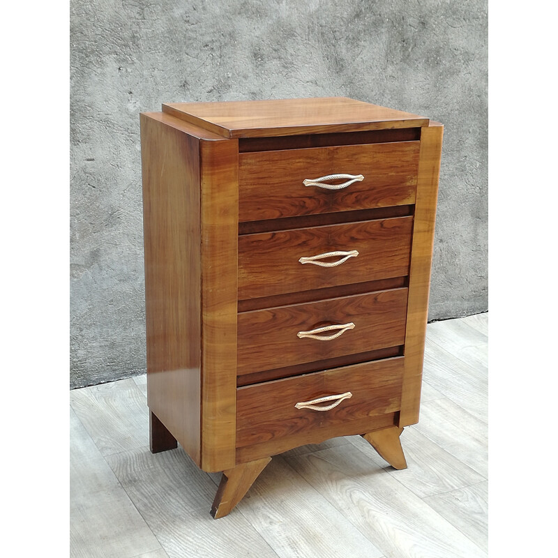 Vintage Art Deco vintage walnut chest of drawers 1940