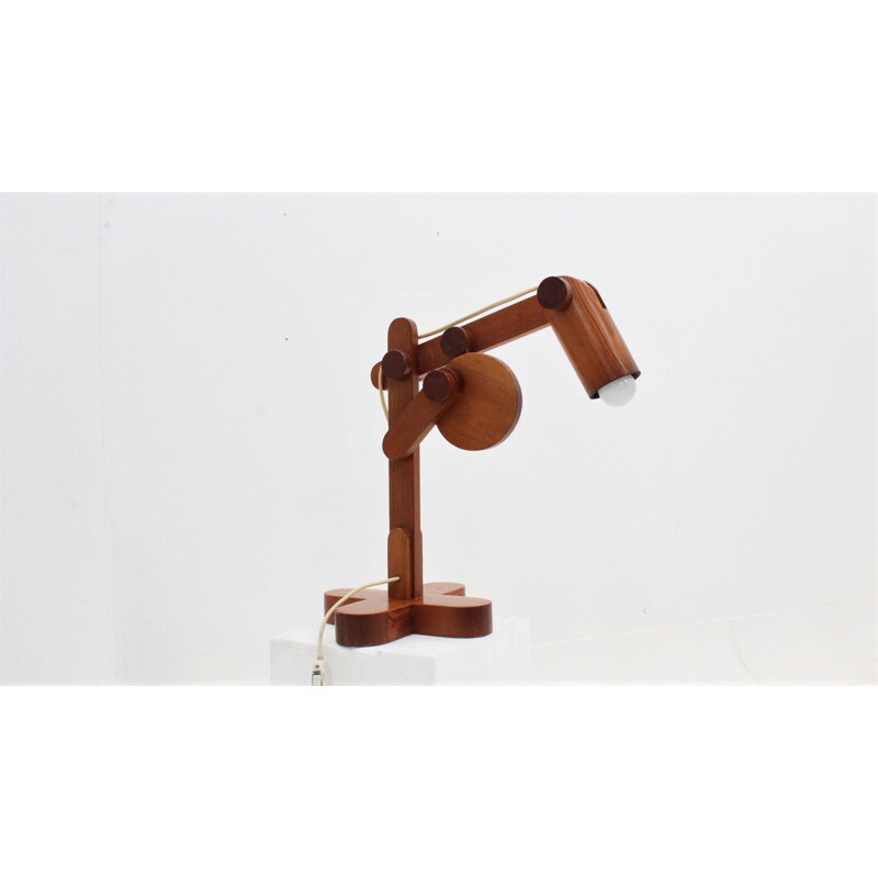 Lampe de bureau vintage italienne réglable en bois 197070