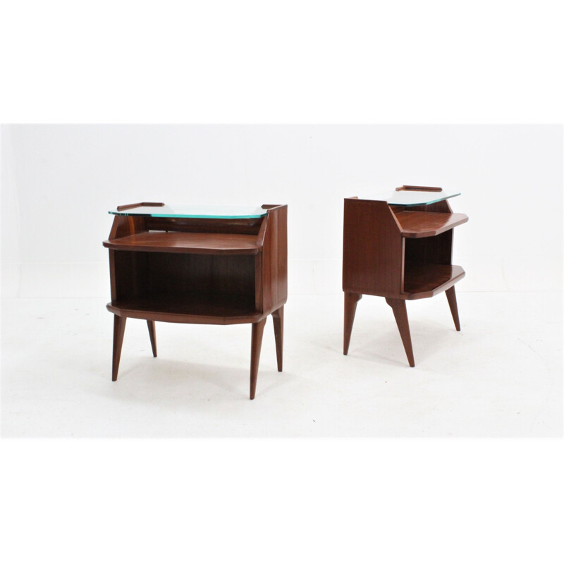 Pair of vintage italian nightstands in rosewood 1950s