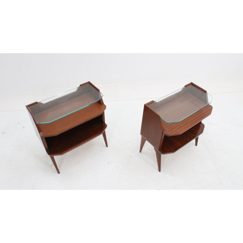 Pair of vintage italian nightstands in rosewood 1950s