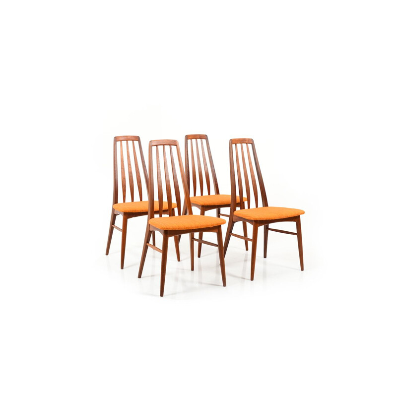 Set of 4 vintage chairs for Koefoed Hornslet in teak and fabric 1960s