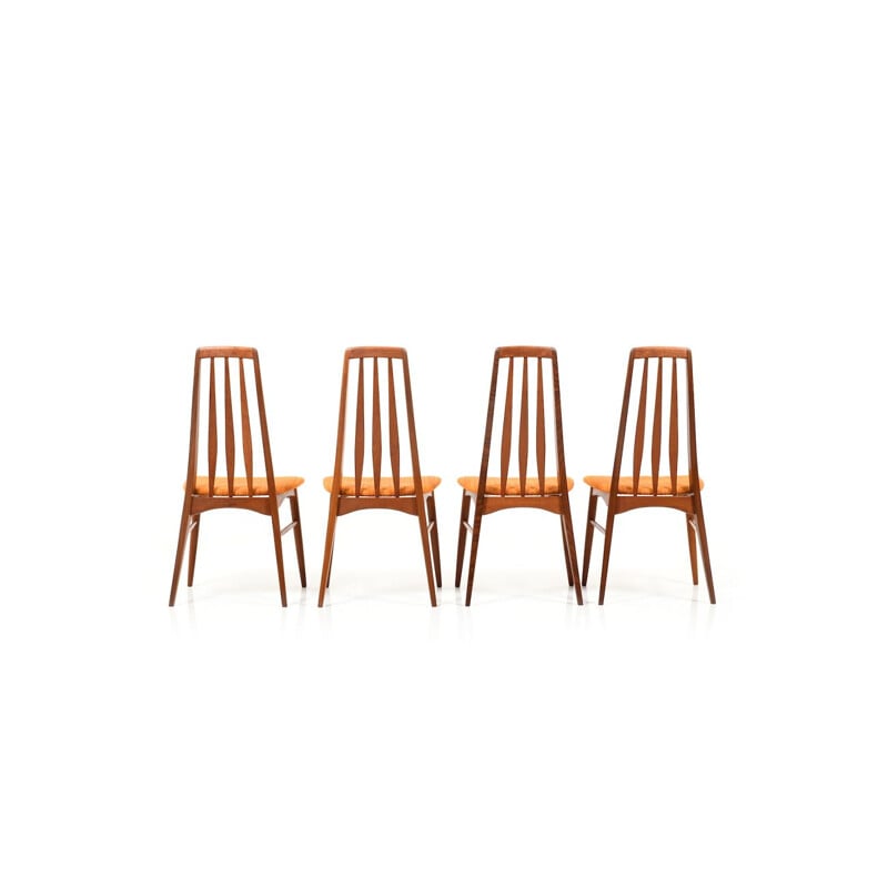 Set of 4 vintage chairs for Koefoed Hornslet in teak and fabric 1960s