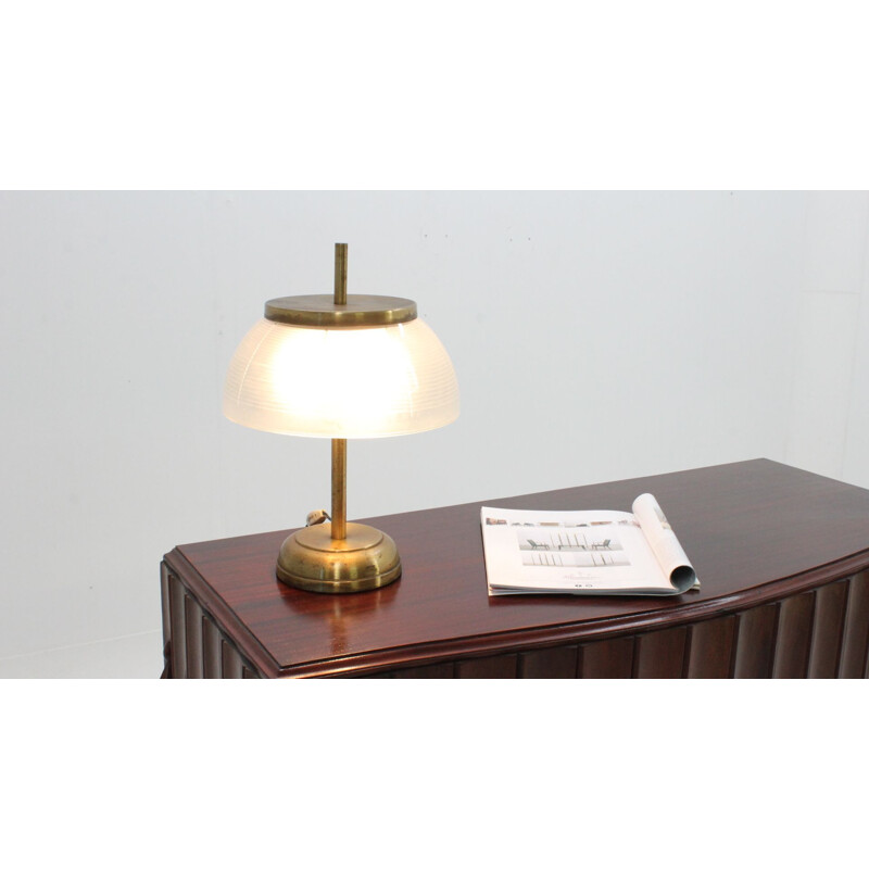 Vintage brass and glass desk lamp by Sergio Mazza for Artemide