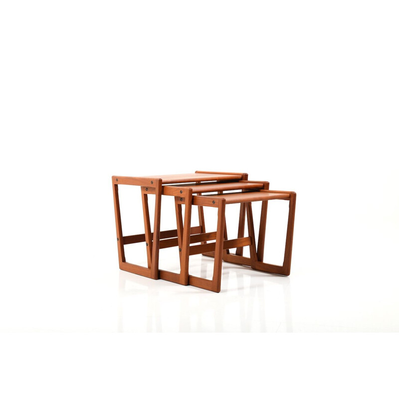 Vintage Danish teak nesting tables by Georg Jensen