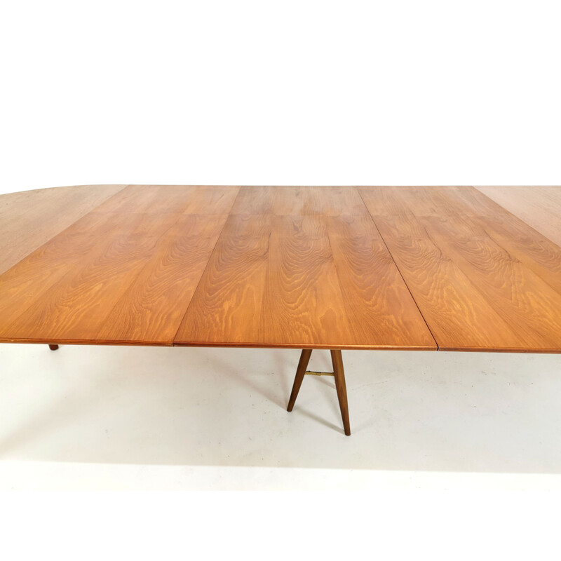 Vintage Oval Danish teak extending table Henning Kjaernulf for Soro Stolefabrik