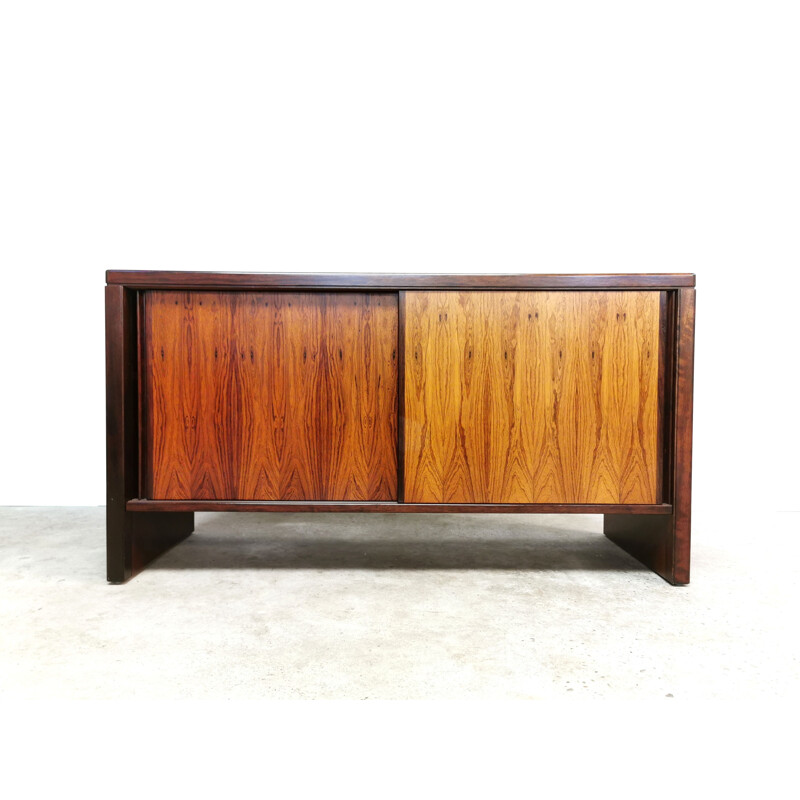 Vintage Danish Modern rosewood slide door Credenza sideboard