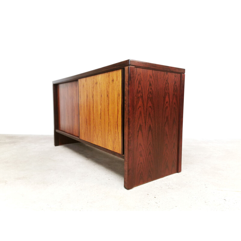 Vintage Danish Modern rosewood slide door Credenza sideboard