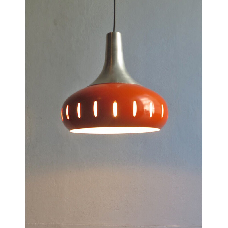 Vintage hanging lamp in metal orange 1970s