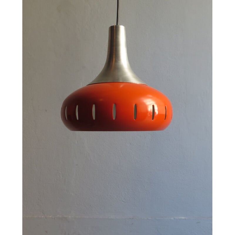 Vintage hanging lamp in metal orange 1970s