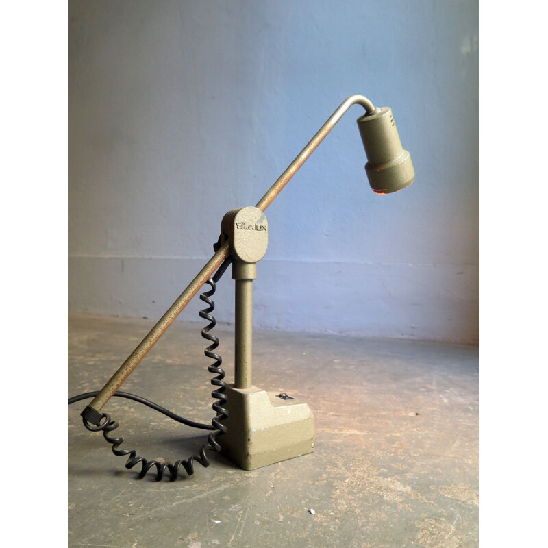 Vintage industrial adjustable table lamp in iron and plastic, 1950