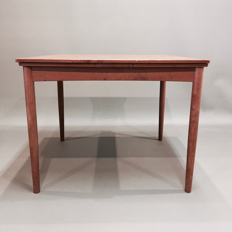 Square vintage dining table with extensions, Scandinavian design, 1950s