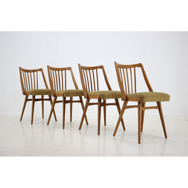Set of 4 dining vintage chairs in oak, 1965