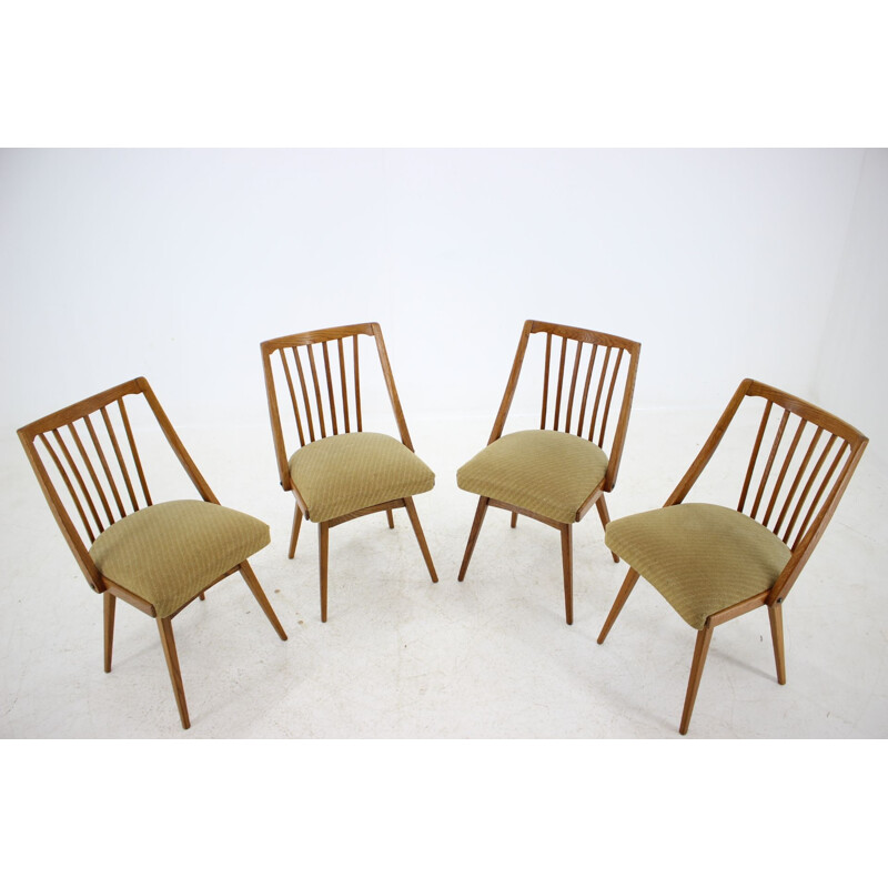 Set of 4 dining vintage chairs in oak, 1965