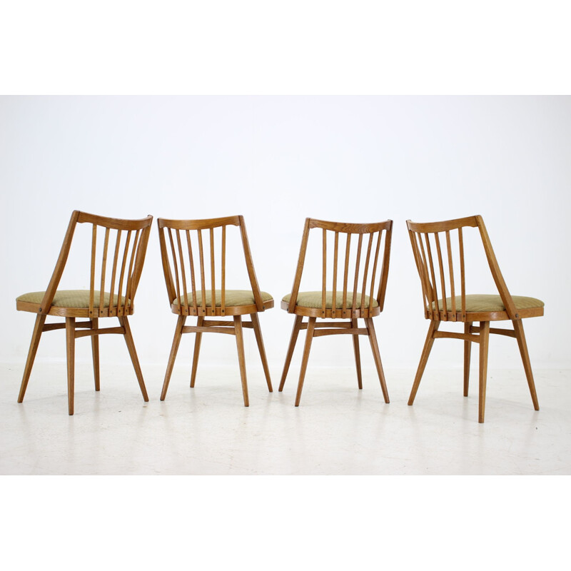 Set of 4 dining vintage chairs in oak, 1965