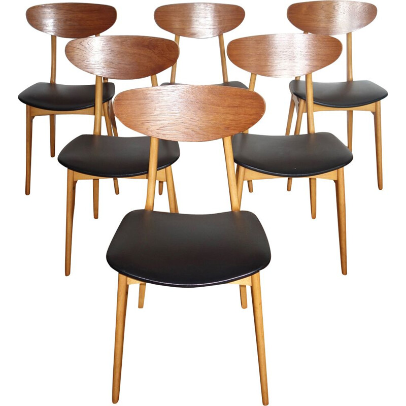 Set of 6 Stella vintage chairs in teak, model Ingrid, 1960