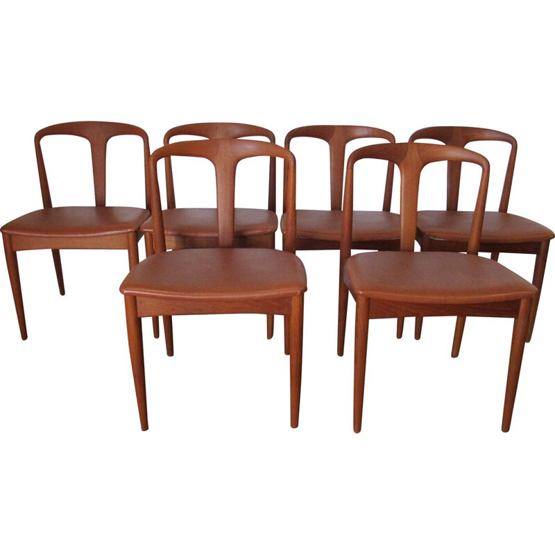 Johannes Andersen's set of 6 vintage Juliane chairs in teak, 1960