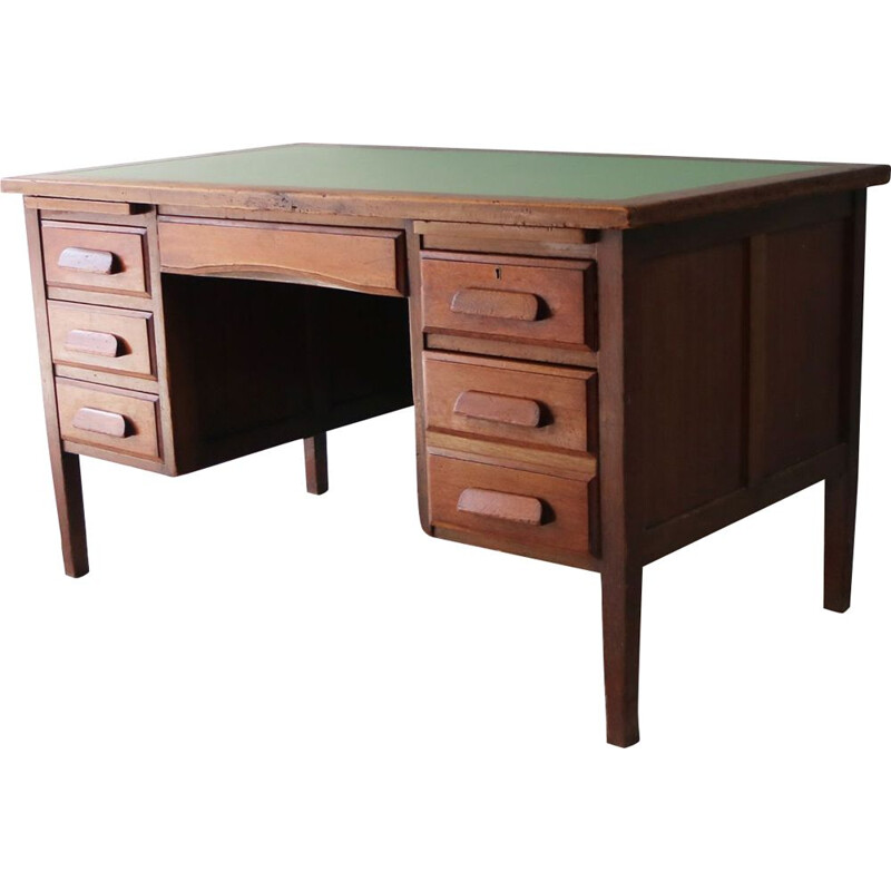 Bureau vintage anglais en bois de chêne des années 1950